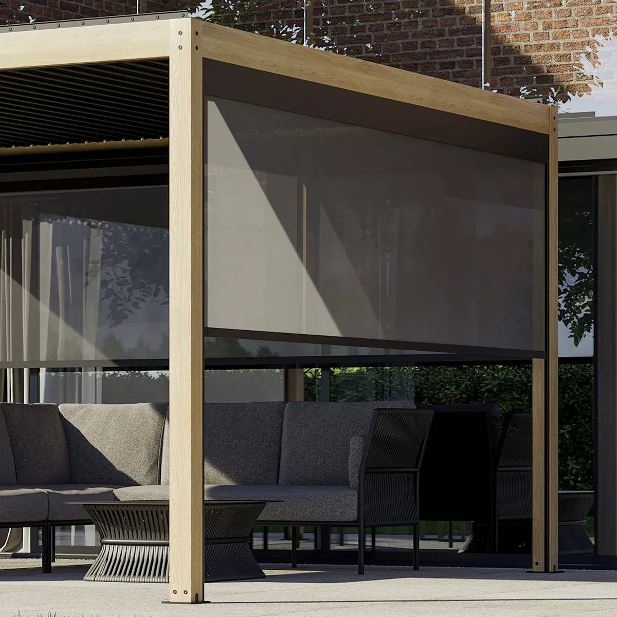 PergoSTET Plus Frame Only 3m x 4m Rectangular Pergola with LED Lighting in Wood Effect