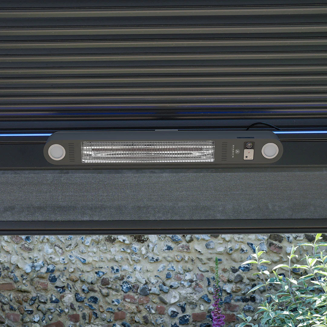 PergoSTET Motorized Wall & Ceiling Mount Smart Pergola Heater with Integrated LED Light (1500W) Grey