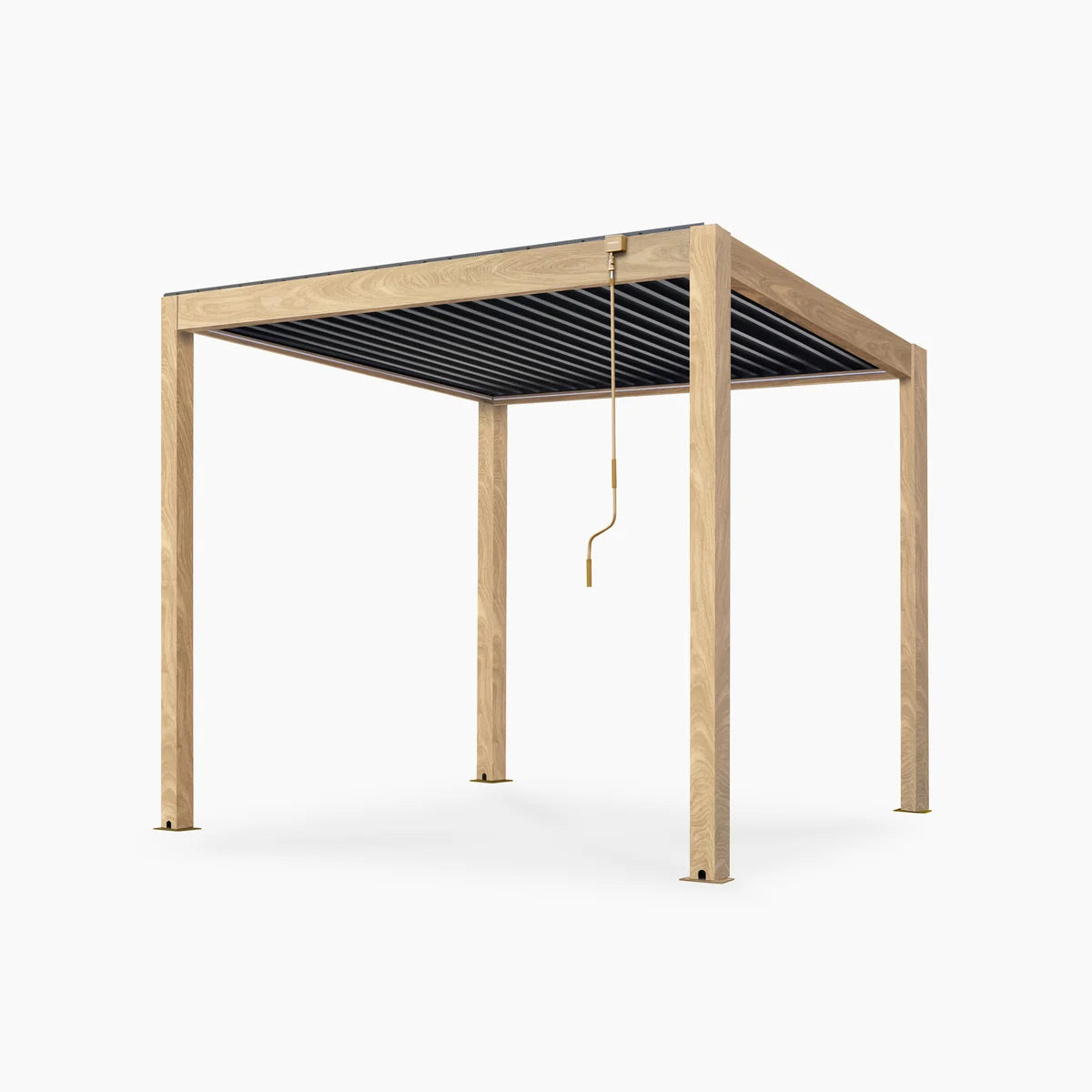 PergoSTET Plus Frame Only 3m x 3m Square Pergola with LED Lighting in Wood Effect