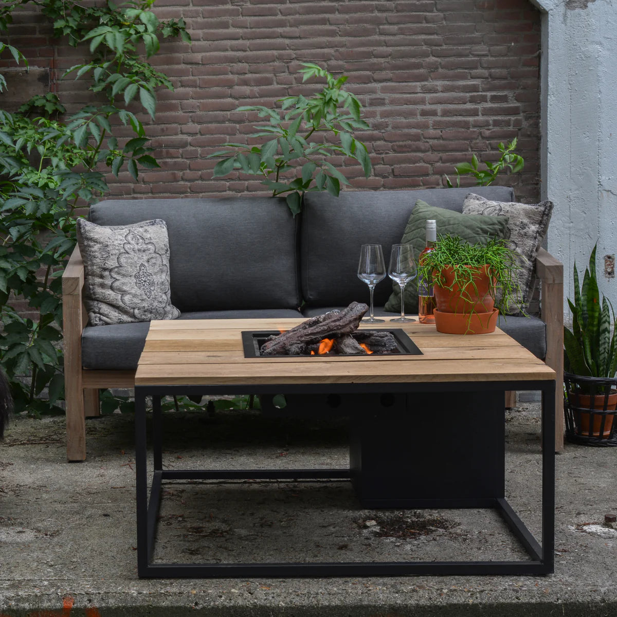 Cosi - Cosiloft 100 Black and Teak Fire Pit Table