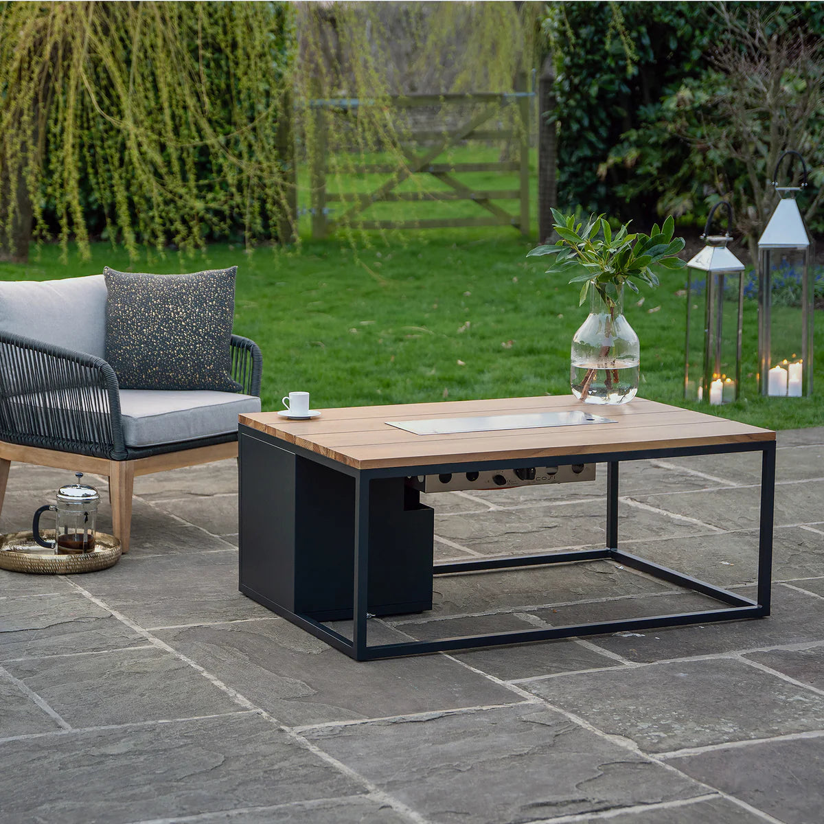 Cosi - Cosiloft 120 Black and Teak Fire Pit Table