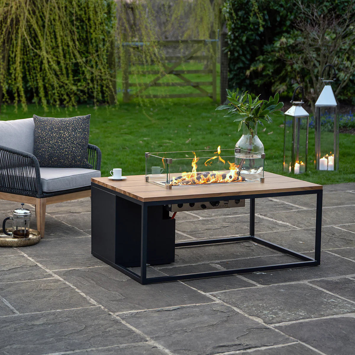 Cosi - Cosiloft 120 Black and Teak Fire Pit Table