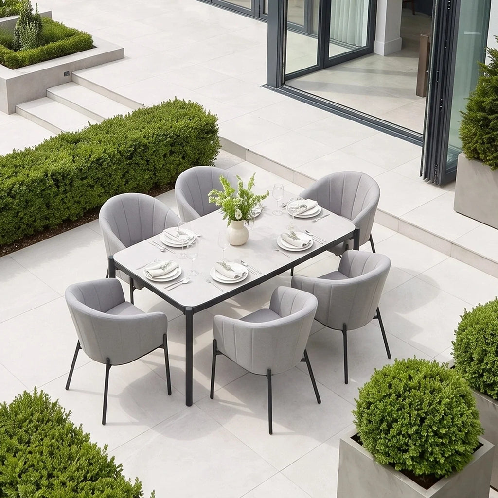 Kai 6 Seat Rectangular Dining Set in Light Grey