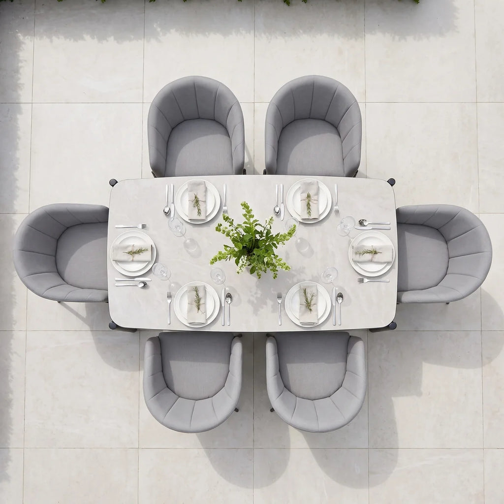 Kai 6 Seat Rectangular Dining Set in Light Grey