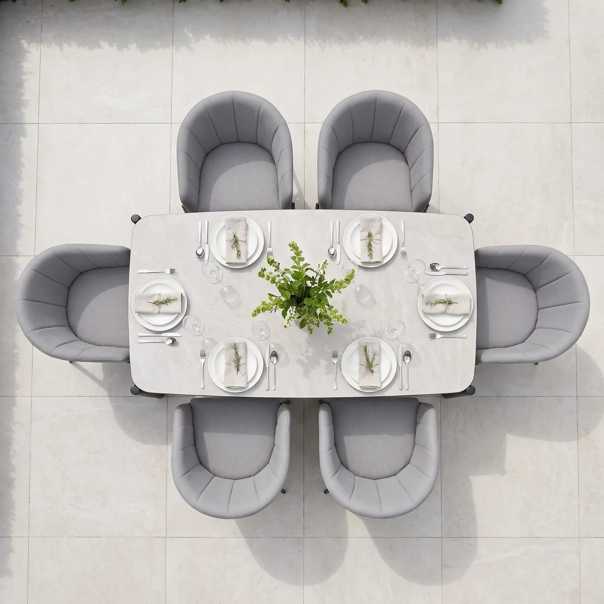 Kai 6 Seat Rectangular Dining Set in Light Grey