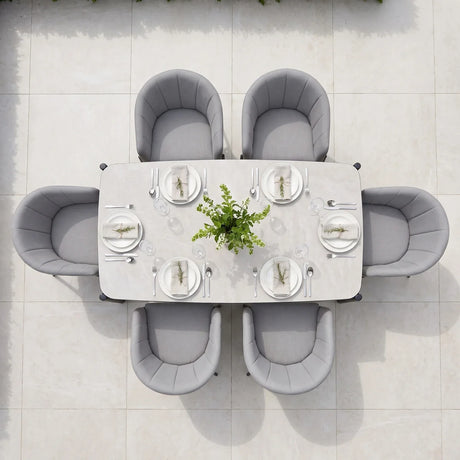 Kai 6 Seat Rectangular Dining Set in Light Grey