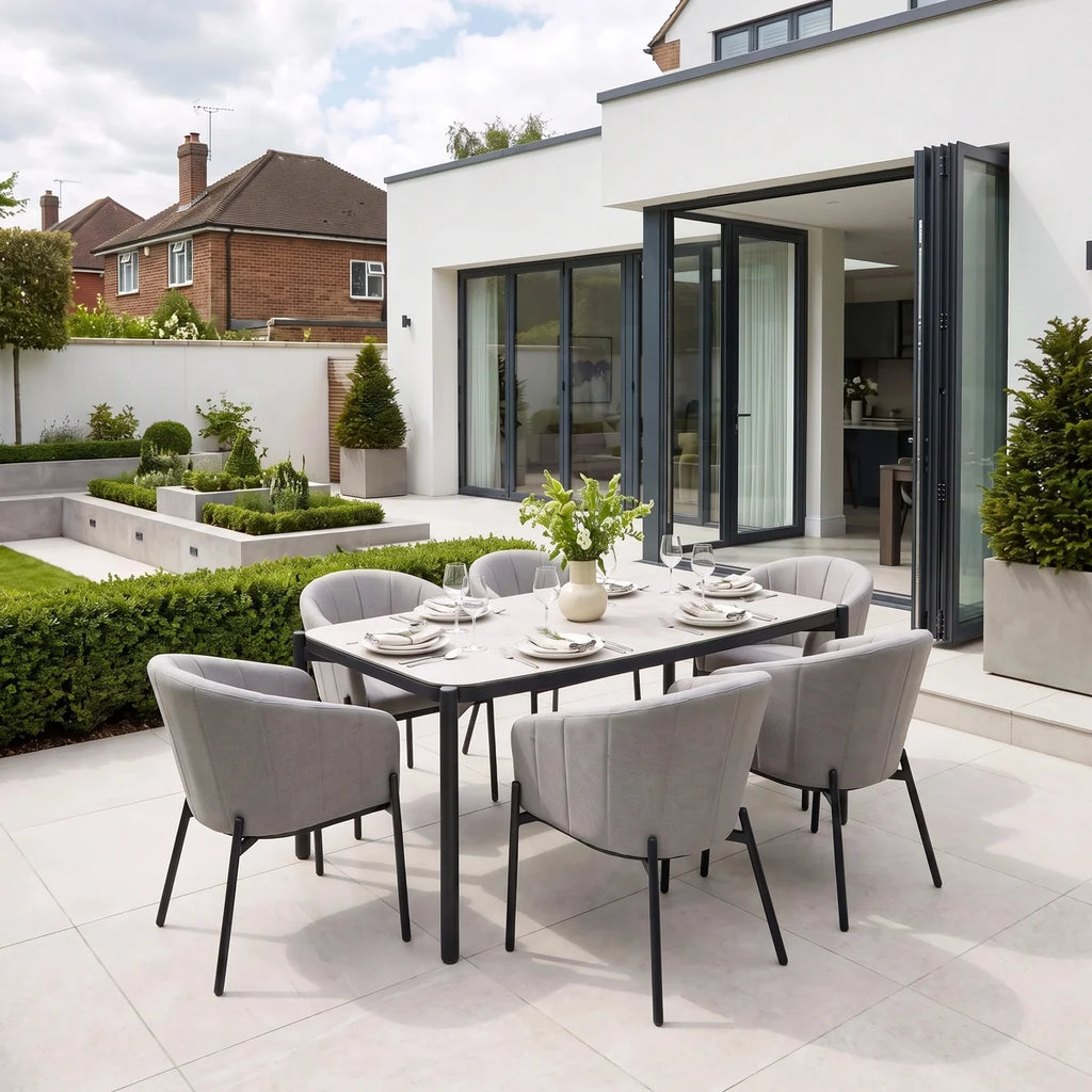 Kai 6 Seat Rectangular Dining Set in Light Grey