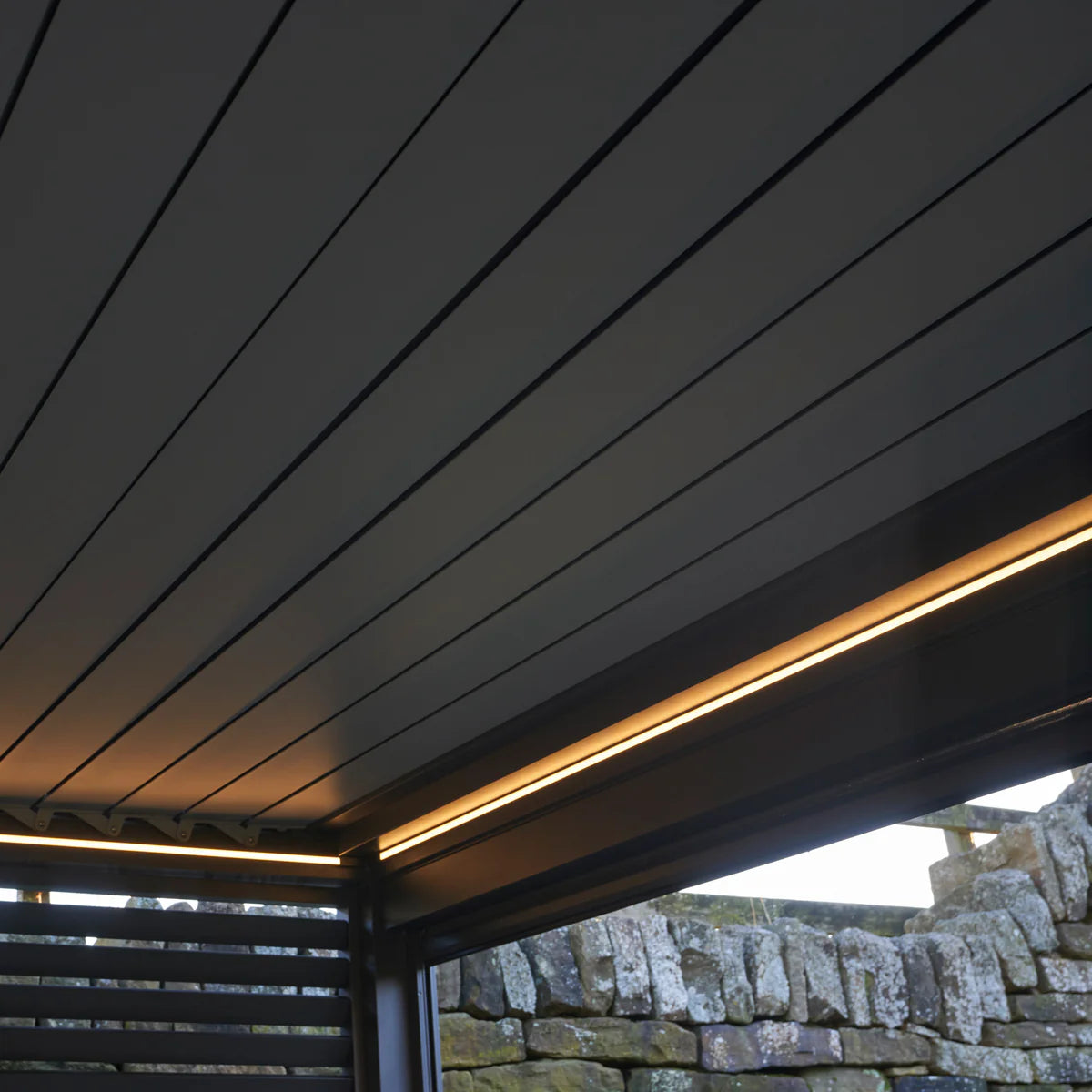 Abierto Motorised 3m x 4m Frame Only Pergola with Retractable Roof and LED Lighting in Grey - Includes Installation/Delivery
