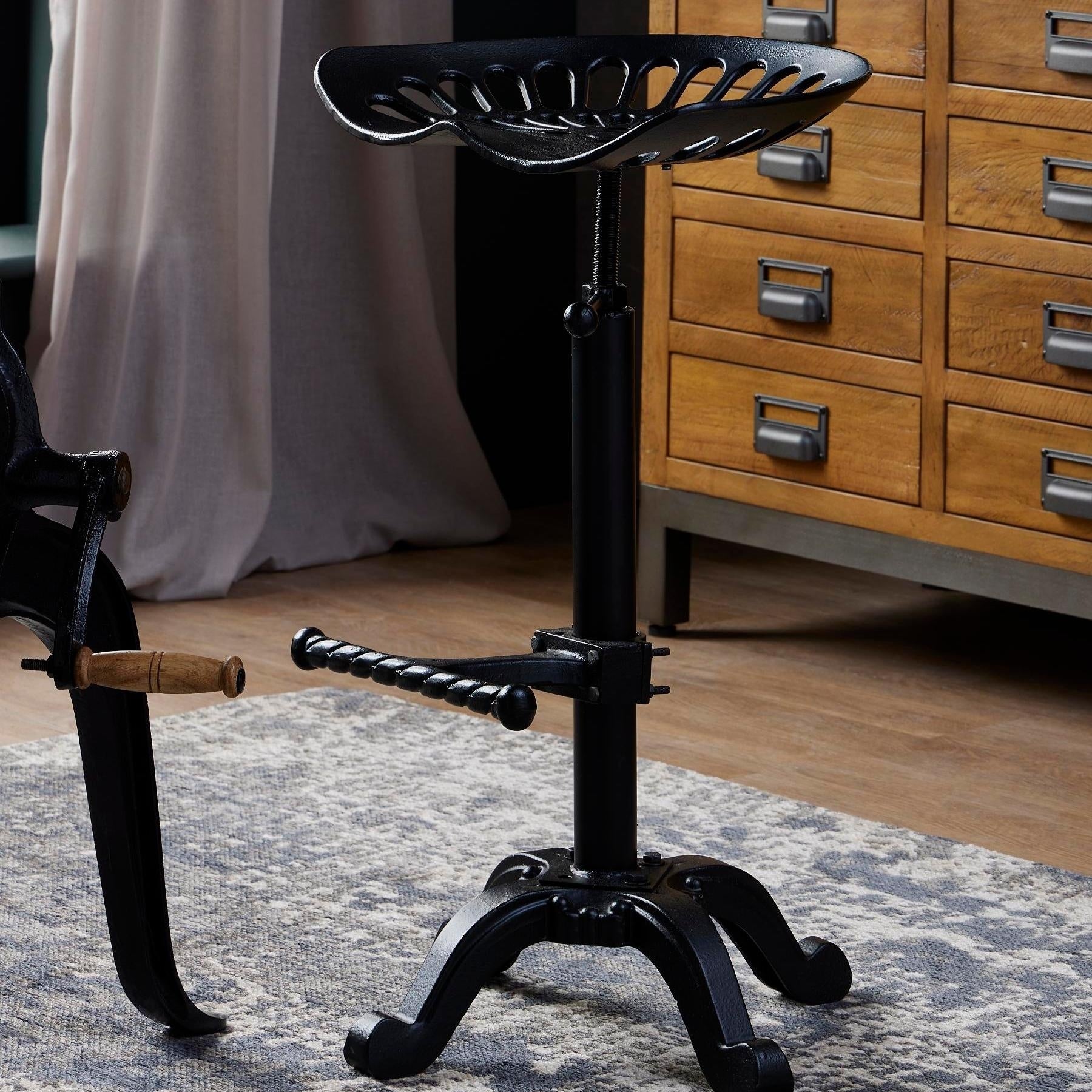 Black Metal Adjustable Tractor Seat Stool From Industrial Line Signature Collection Limited Edition