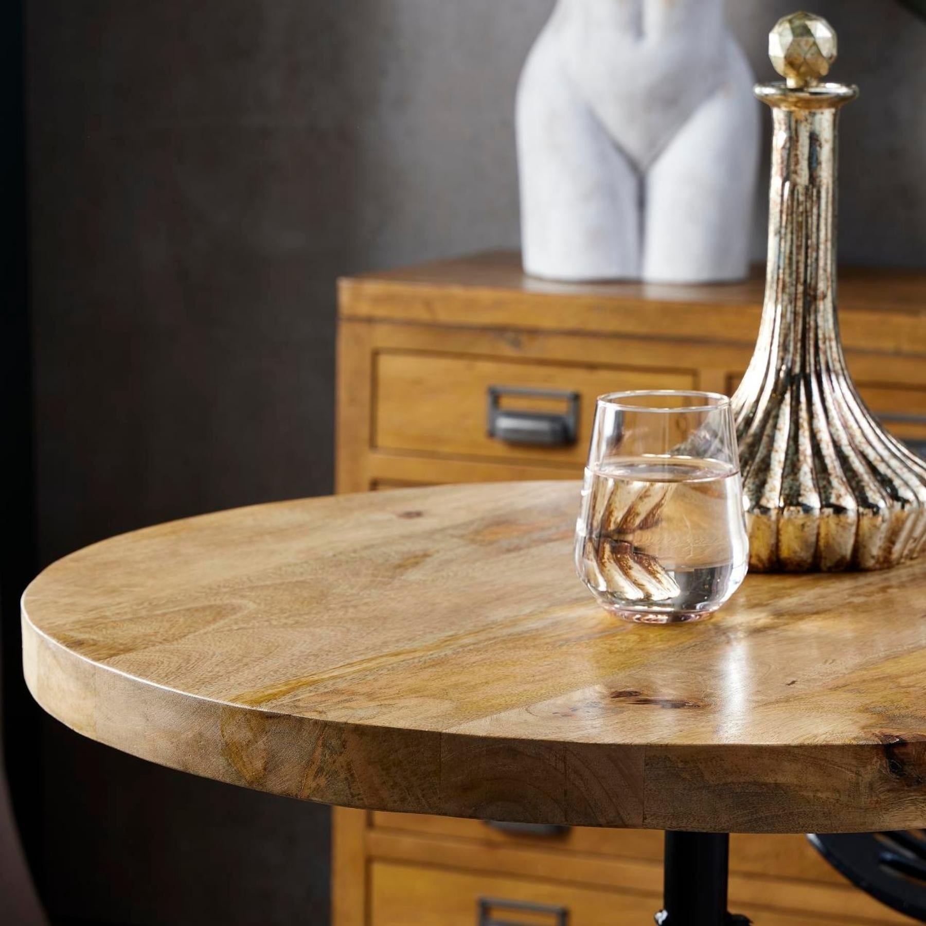 Draftsman Adjustable Bar Bistro Table Weathered Wood Top With Vintage Steel Framework Heritage Collection