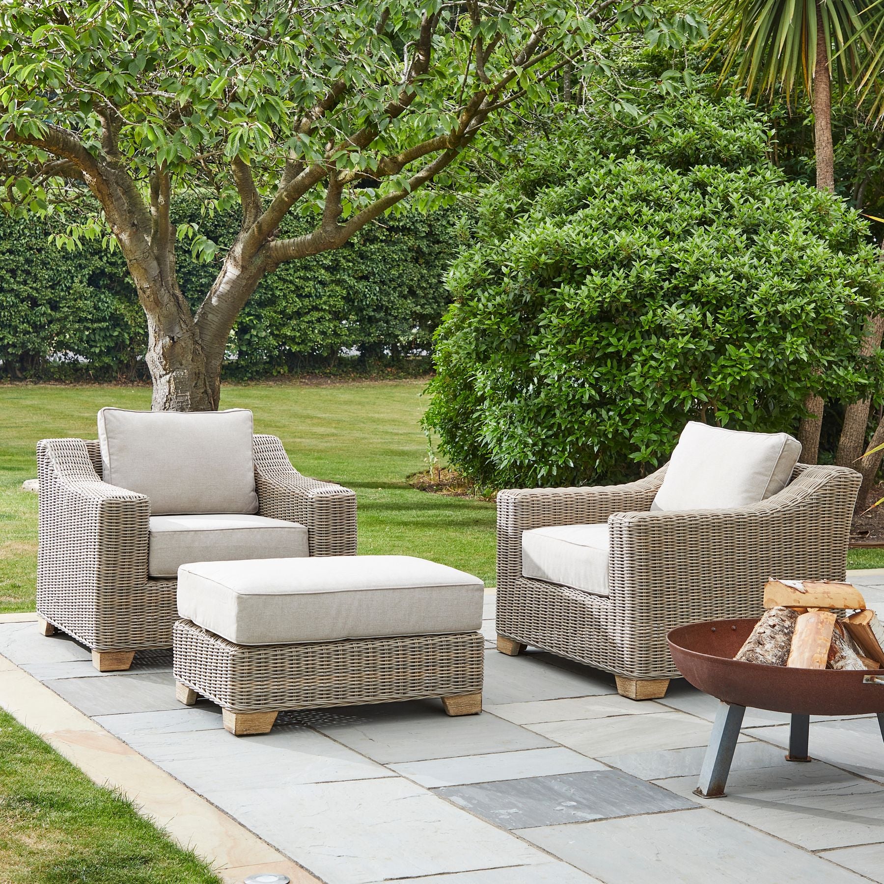 Capri Collection Outdoor Foot Stool 5mm HDPE Weave With Aluminum Frame Limited Edition