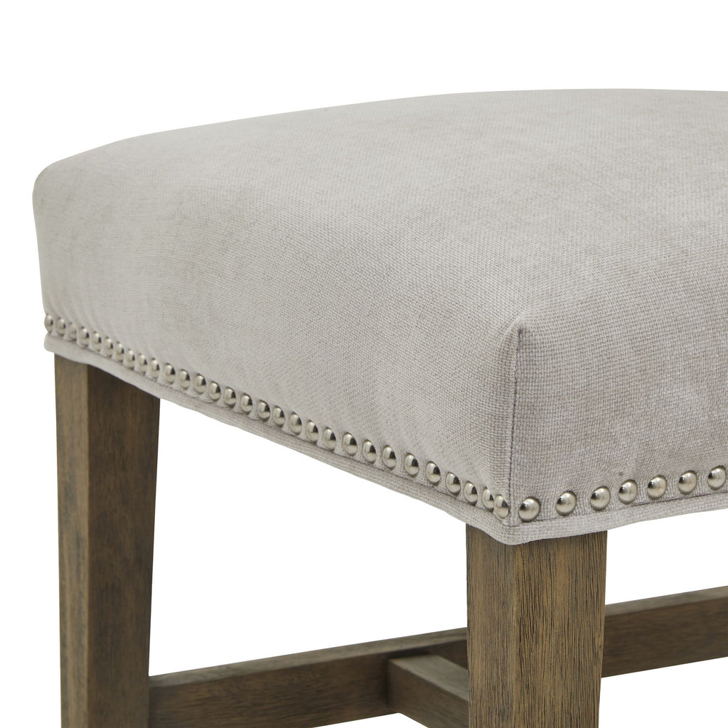Cobham Grey Dining Chair Weathered Oak Frame With Antique Brass Studs And Subtle Exclusivity