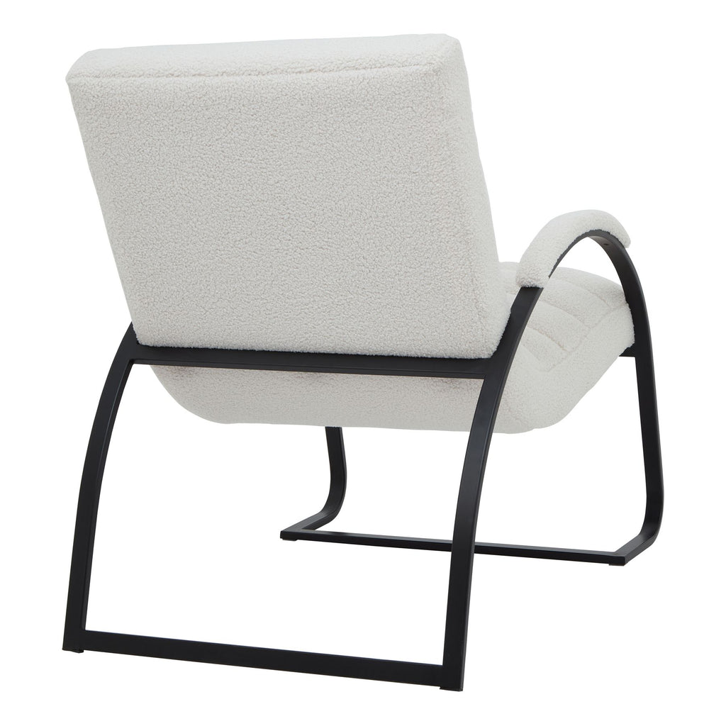 Boucle Ribbed Ark Chair From The Ark Collection With Black Metal Frame And Cream Upholstery Limited Edition