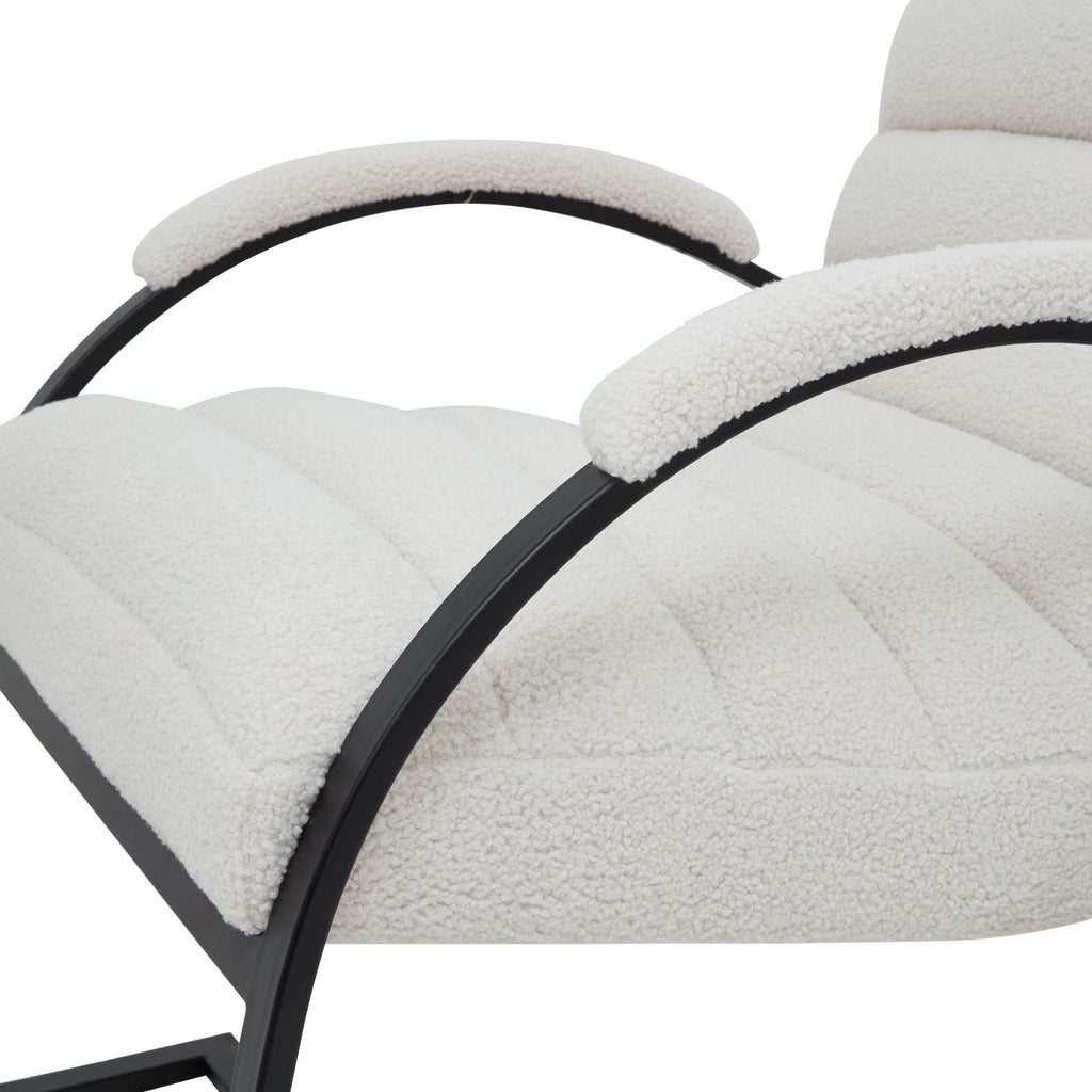 Boucle Ribbed Ark Chair From The Ark Collection With Black Metal Frame And Cream Upholstery Limited Edition