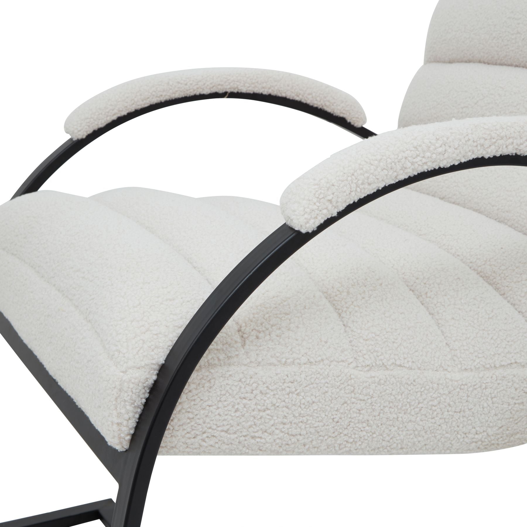 Boucle Ribbed Ark Chair From The Ark Collection With Black Metal Frame And Cream Upholstery Limited Edition