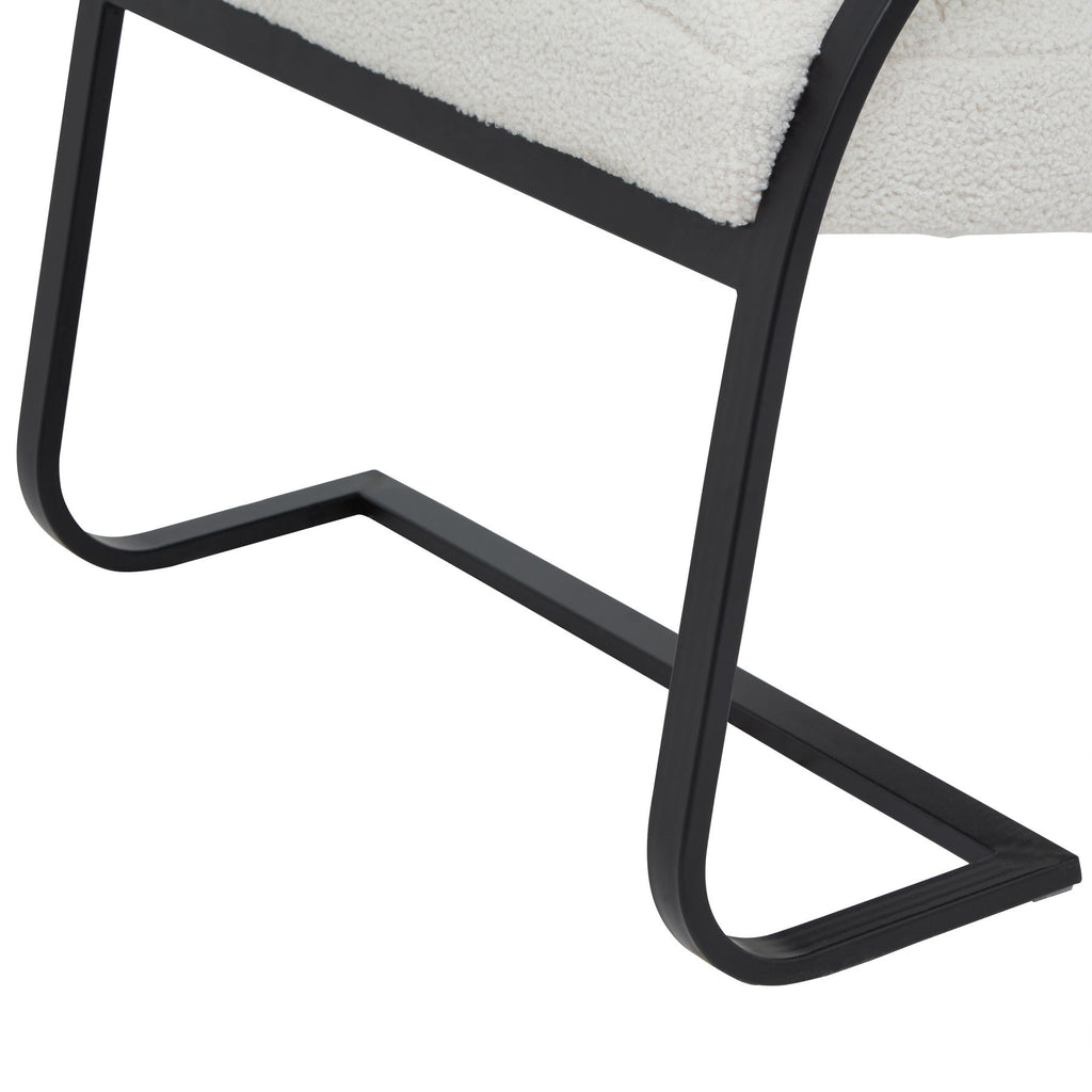 Boucle Ribbed Ark Chair From The Ark Collection With Black Metal Frame And Cream Upholstery Limited Edition