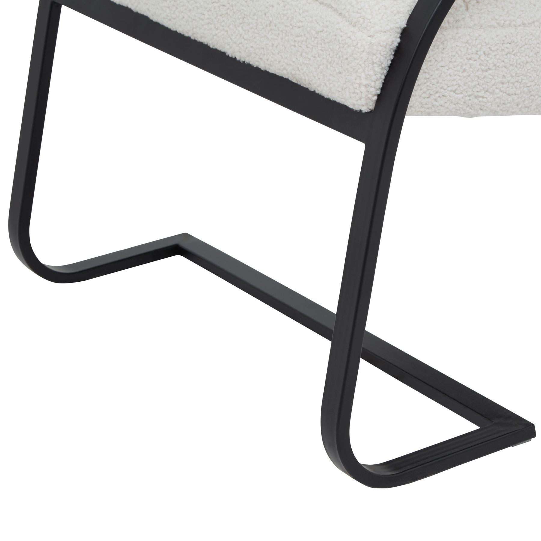 Boucle Ribbed Ark Chair From The Ark Collection With Black Metal Frame And Cream Upholstery Limited Edition