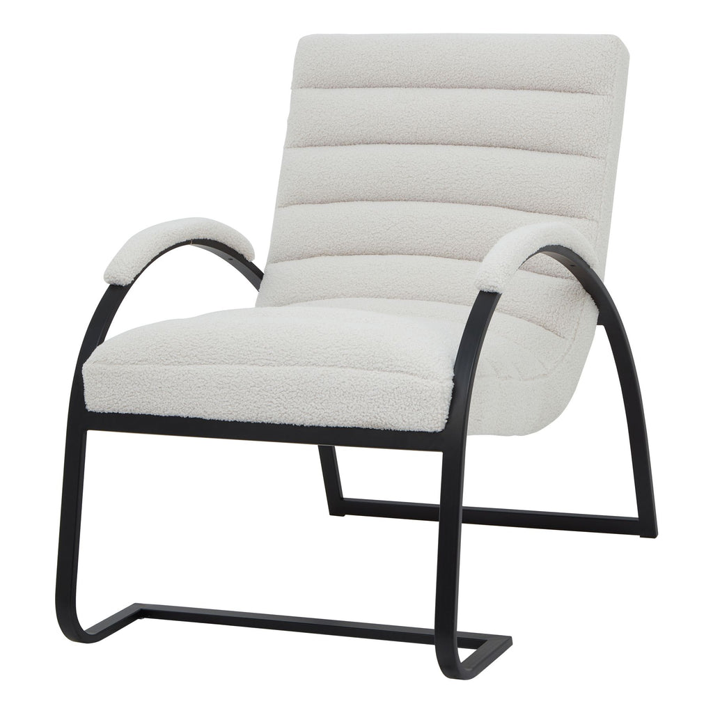 Boucle Ribbed Ark Chair From The Ark Collection With Black Metal Frame And Cream Upholstery Limited Edition