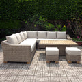 Capri Outdoor Limited Edition Corner Set With Riser Table And Stools In Five Millimeter HDPE Wicker