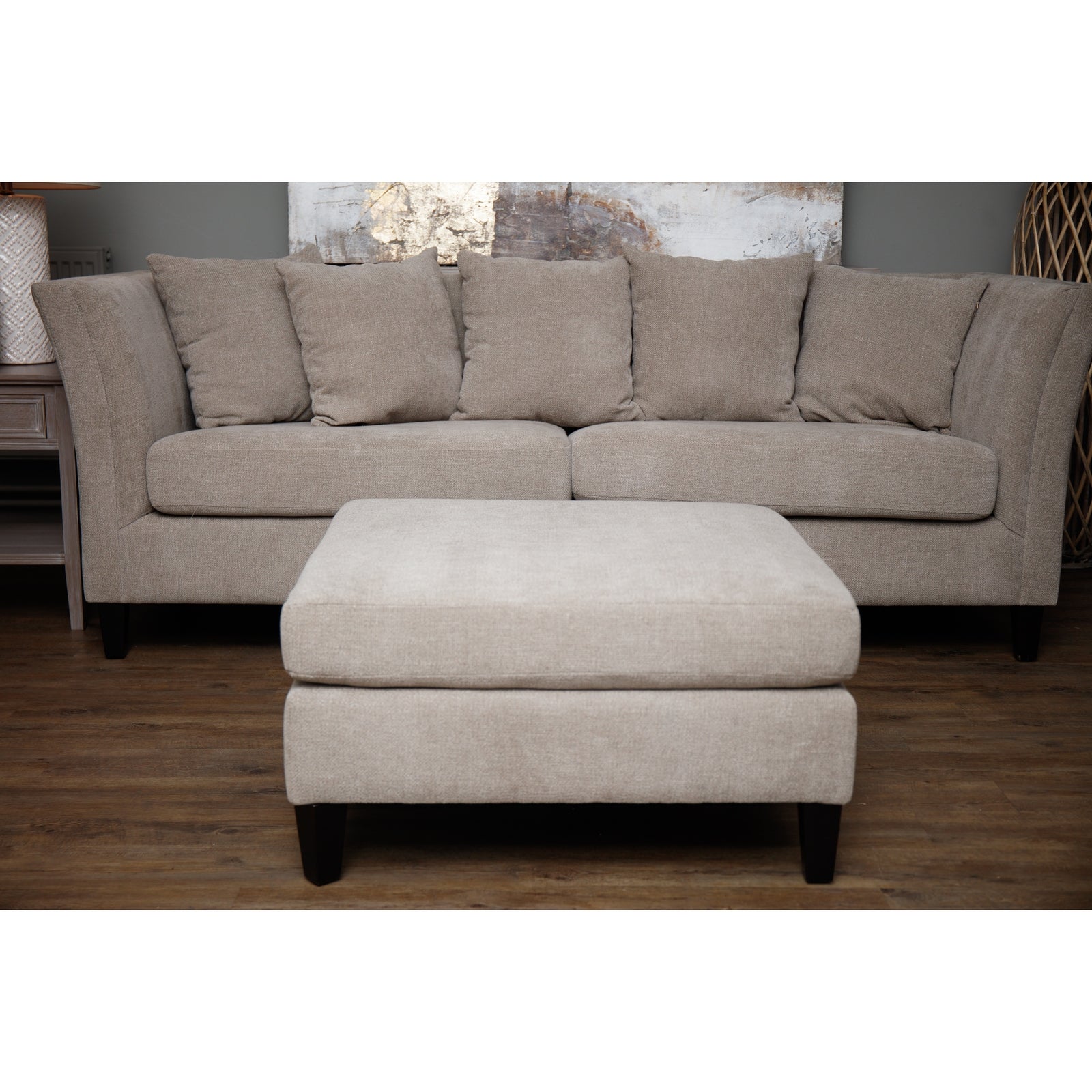Vesper Velvet Ottoman Foot Stool Taupe Collection Limited Edition Timeless Luxury Craftsmanship