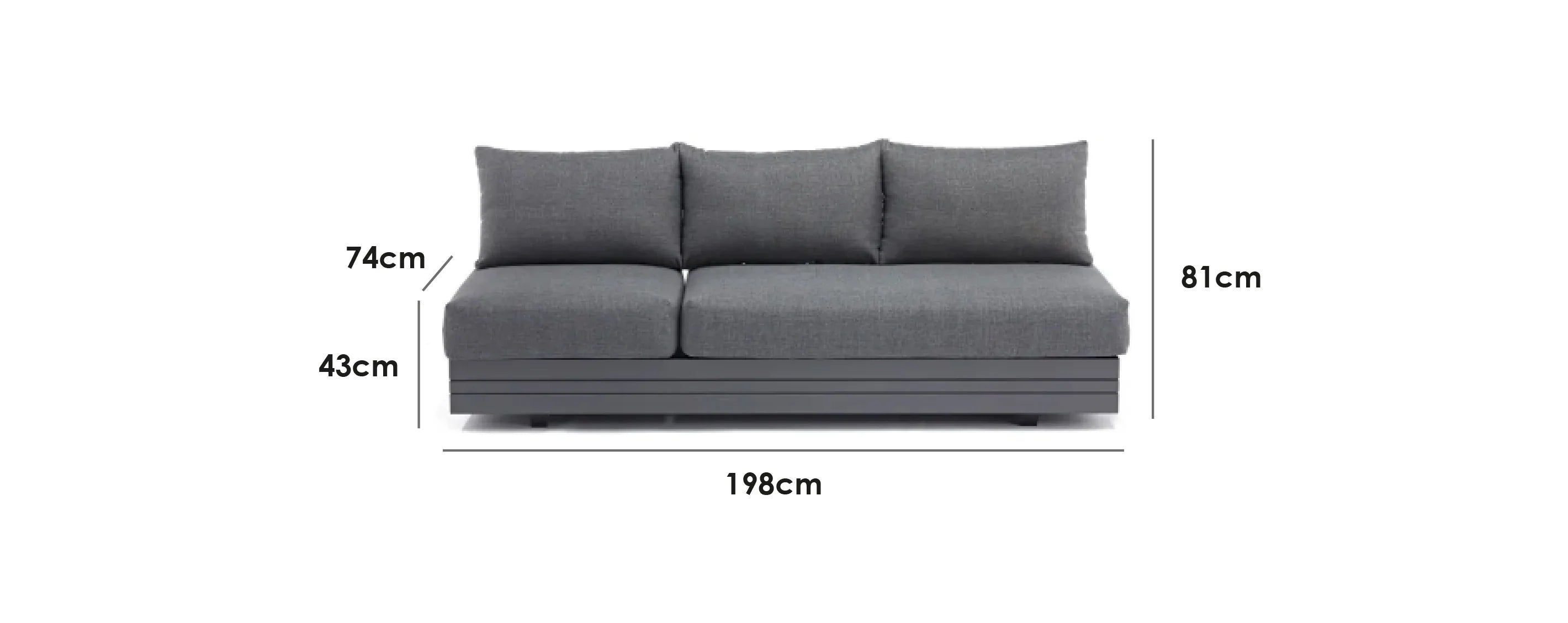 Panama 3 Seat Outdoor Sofa With Built In Sun Lounger Two In One Washed Grey Premium