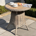 Limited Edition Amalfi Collection Outdoor Bistro Table With Wood Top For Elegant Al Fresco Dining