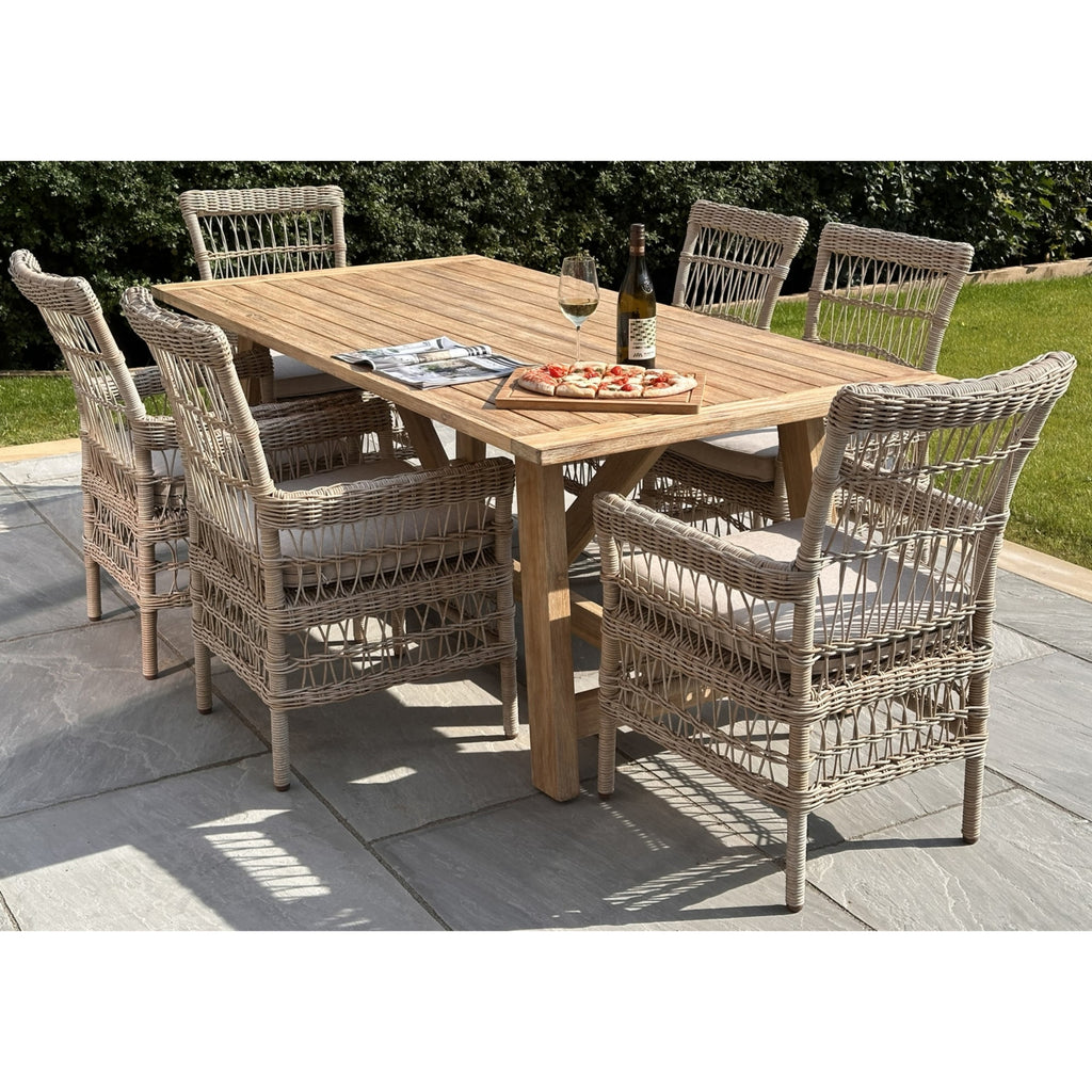 Provence Collection Outdoor Large Dining Table In Acacia Wood With Exclusive Finish