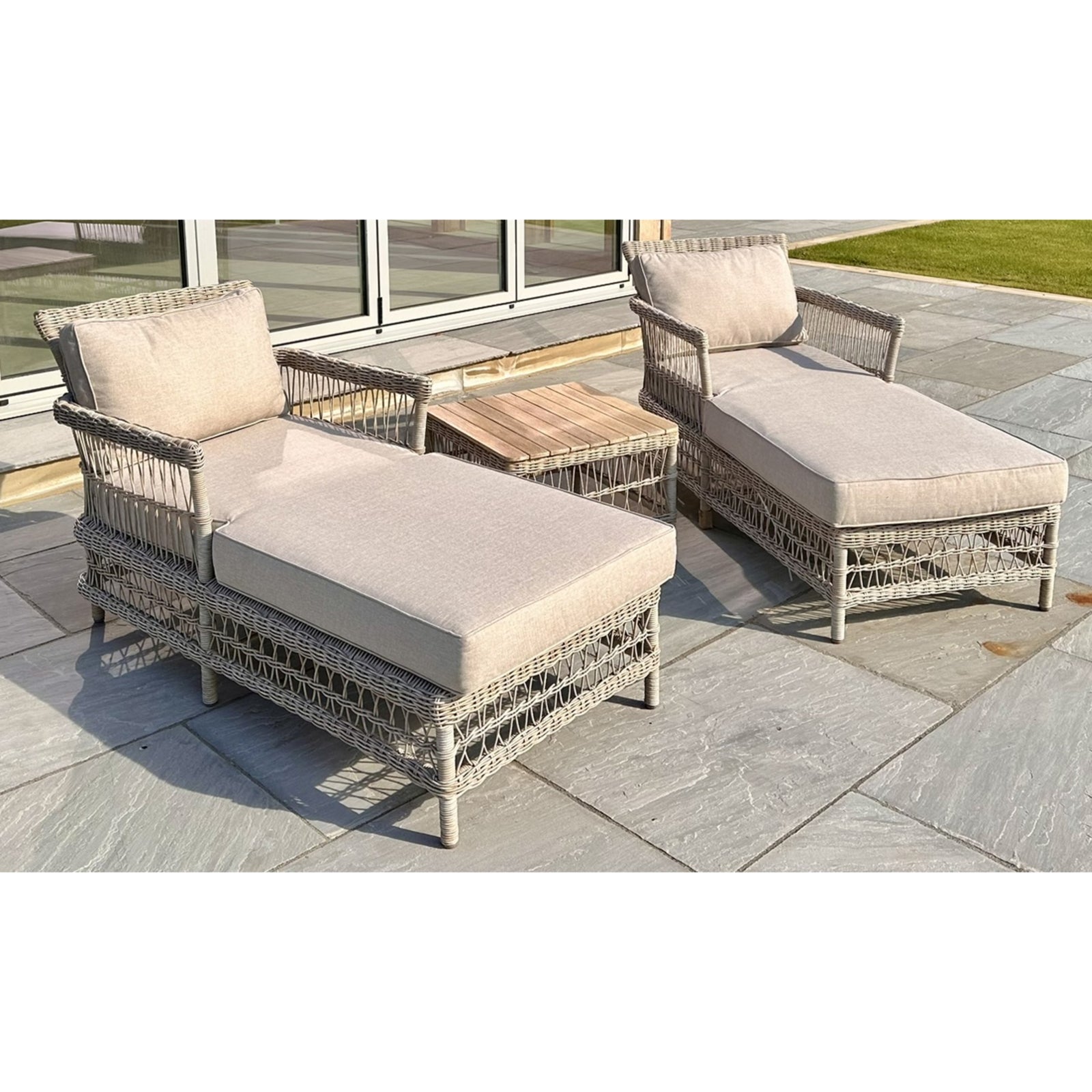 Provence Collection Outdoor Sun Lounger Set In Cast Aluminum Luxe Limited Edition