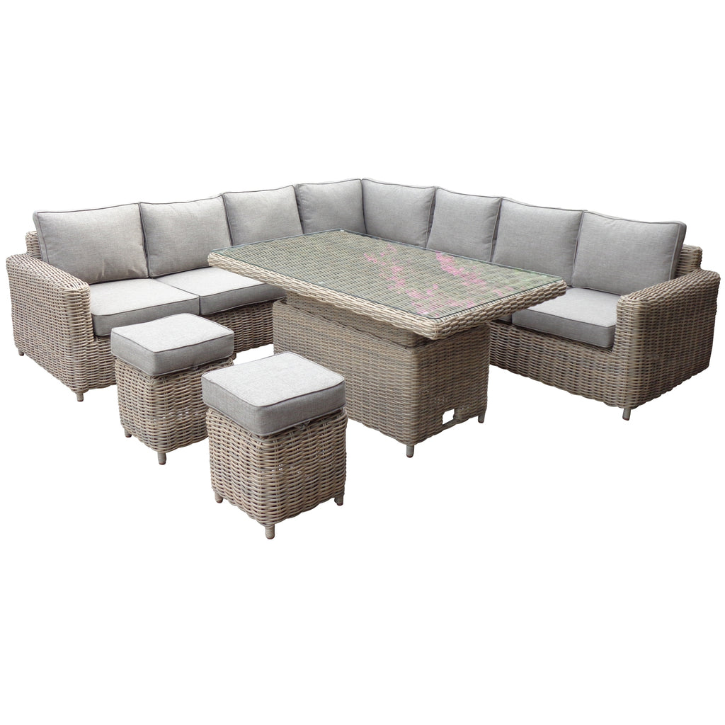 Amalfi Outdoor Corner Set With Riser Table And Two Stools From The Amalfi Collection, Limited Edition