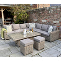 Amalfi Outdoor Corner Set With Riser Table And Two Stools From The Amalfi Collection, Limited Edition