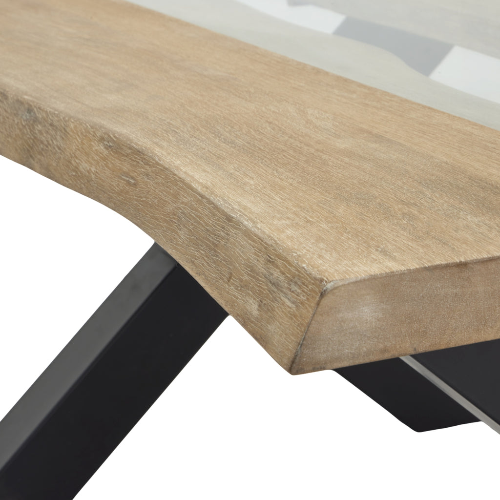 Live Edge Collection Light Acacia Coffee Table With Resin Inlays Exclusive Hand Finished Luxury