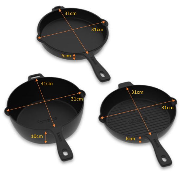 Igneus 3‑Part Cast Iron Pan Set