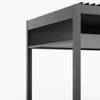 PergoSTET Deluxe 3m x 3m Square Pergola with Motorised LED Louvres and 3 Manual Side Blinds in Grey