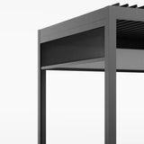 PergoSTET Deluxe 3m x 3m Pergola with Motorised LED Louvres and 3 Manual Side Blinds in Grey