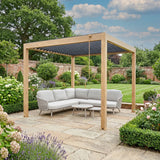 PergoSTET Plus Frame Only 3m x 3m Square Pergola with LED Lighting in Wood Effect