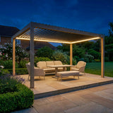 PergoSTET Plus Frame Only 3m x 4m Rectangular Pergola with LED Lighting in Wood Effect