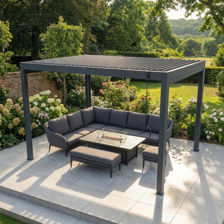 PergoSTET Plus Frame Only 3m x 4m Rectangular Pergola with LED Lighting in Grey