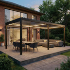 PergoSTET Pro Frame Only 3m x 6m Rectangular Pergola with LED Lighting in Grey
