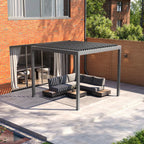 PergoSTET Deluxe Frame Only 3m x 3m Square Pergola with Motorised LED Louvres in Grey