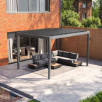 PergoSTET Deluxe Frame Pergola With Motorised Led Louvres 3m x 4m Grey