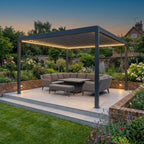PergoSTET Plus Frame Only 4m x 4m Square Pergola with LED Lighting in Grey