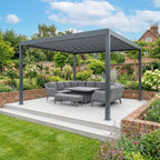 PergoSTET Plus Frame Only 4m x 4m Square Pergola with LED Lighting in Grey