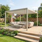 PergoSTET Plus 4m X 4m Square Pergola With LED Lighting Frame Only Latte