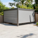 PergoSTET Plus 4m x 4m Square Pergola with 3 Manual Side Blinds and LED Lighting in Grey