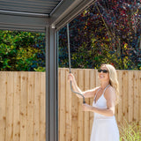 PergoSTET Plus 4m x 4m Square Pergola with 3 Manual Side Blinds and LED Lighting in Grey