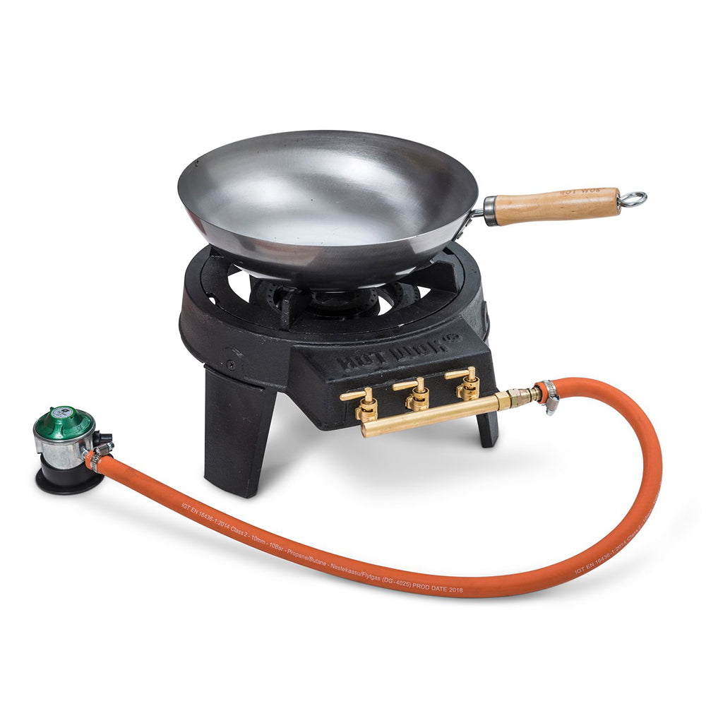 HOT WOK Original 7 kW Cast Iron Gas Burner & 30cm Wok Pan Set