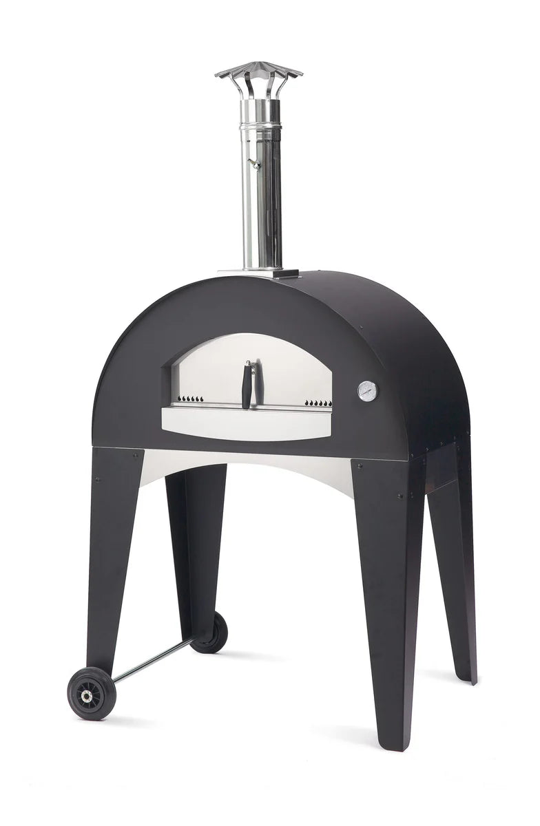 Fontana Amalfi Wood Pizza Oven 80x50 cm Cooking Chamber On Painted Steel Trolley With Wheels