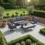 Alva 3 Seat Sofa Dining Set with Rising Table in Grey