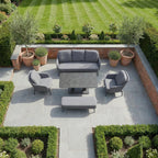 Alva 3 Seat Sofa Dining Set with Rising Table in Grey