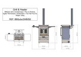 BBQube Outdoor Wood Burning Stove Heater & Charcoal Grill with 2-Wheel Mobile Base